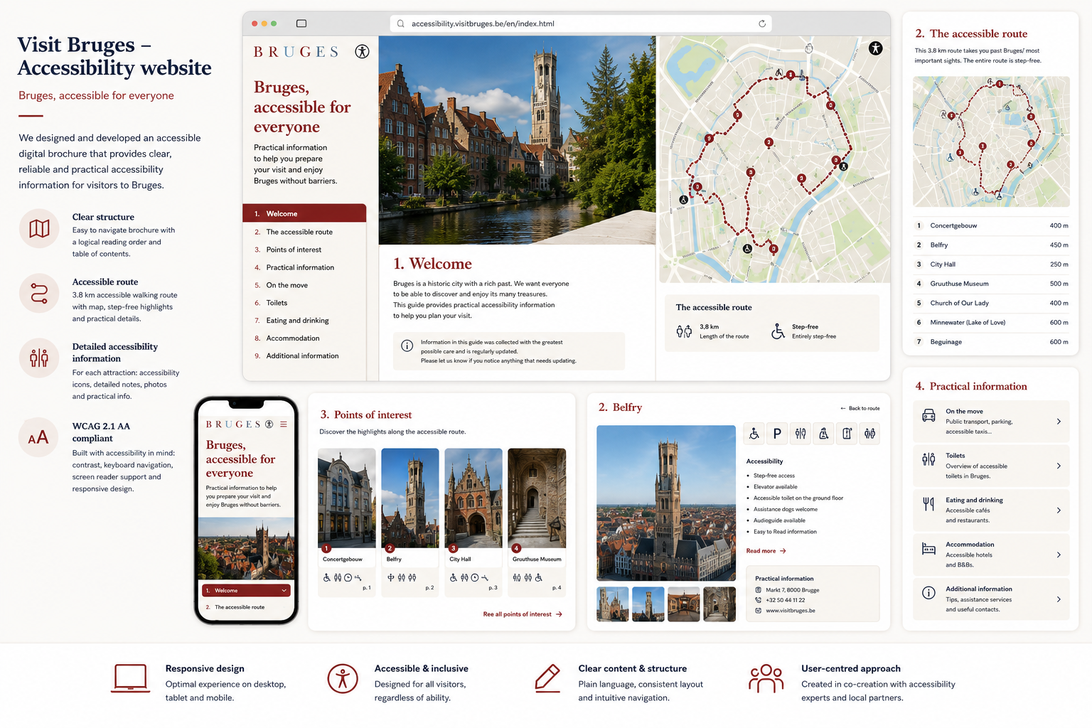 Visualisation of the accessible digital walking guide for desktop and mobile